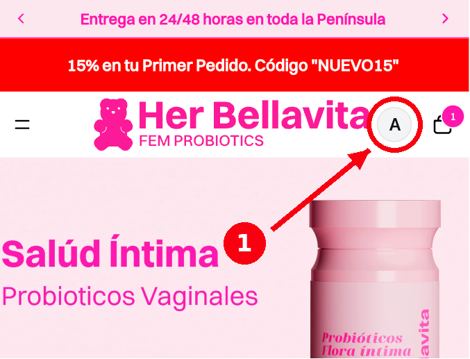 Pulsa el icono de cuenta arriba a la derecha
